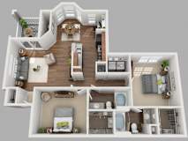 2 Bed 2 Bath Floor Plan | 1,147 Sq. Ft. at Volare at the Woodlands, The Woodlands, 77384