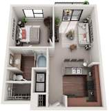 1 Bed 1 Bath Floor Plan | 645 Sq. Ft. at Gramercy on the Park Apartments in Dallas, TX