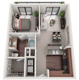 1 Bed 1 Bath Floor Plan | 696 Sq. Ft. at  Gramercy on the Park Apartments in Dallas, TX