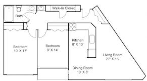 2 bed 1 bath g Floor plan at Hillsborough Apartments, Roseville, MN
