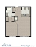 One Bedroom B3 1 FloorPlan at The Corydon, Washington, 98105