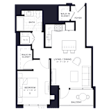 Lincoln Common Vine (C6) One Bedroom Floor Plan at The Apartments at Lincoln Common, Illinois, 60614