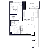 Lincoln Common Hudson (C3) One Bedroom Floor Plan at The Apartments at Lincoln Common, Chicago