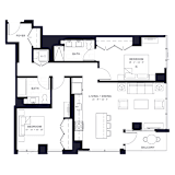 Lincoln Common Drummond (1164) Two Bedroom Floor Plan at The Apartments at Lincoln Common, Chicago, IL, 60614