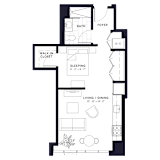 Lincoln Common Deming Junior One Bedroom Floor Plan at The Apartments at Lincoln Common, Illinois, 60614