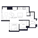 Lincoln Common Hampden Junior One Bedroom Floor Plan at The Apartments at Lincoln Common, Chicago, IL