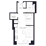 Lincoln Common Fremont Junior One Bedroom Floor Plan at Lincoln Common South at The Apartments at Lincoln Common, Chicago, 60614