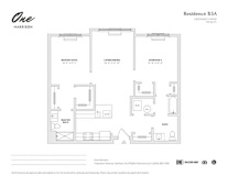 Residence B3A 2 Bed 2 Bath Floor Plan at One Harrison, New Jersey