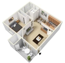 1 Bedroom 1 Bathroom Floor Plan - Sq.Ft.: 650 at The Glen at Briargate, Colorado Springs, CO, 80920