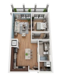 A1 1 Bedroom 1 Bathroom 3D Floor Plan at Azul Baldwin Park, Orlando, 32814