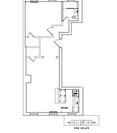 A black and white diagram of a fire escape.