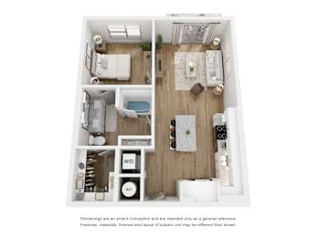 1 bedroom 1 bathroom floor plan at LynnCora, Grand Prairie, TX, 75052