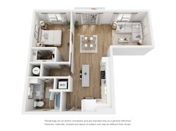 1 bedroom 1 bathroom floor plan at LynnCora, Grand Prairie, TX, 75052