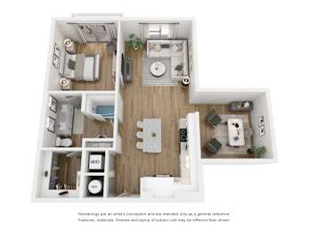 1 bedroom 1 bathroom floor plan at LynnCora, Grand Prairie, TX, 75052