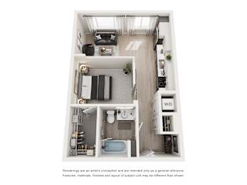 A1 Floor Plan at Amara Luxury Apartments, Sacramento, 95834