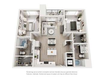 B3 Floor Plan at Amara Luxury Apartments, Sacramento