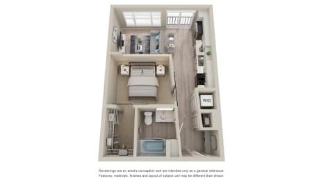 A1 Unit Type, a stylized floor plan with 1 bedroom and 1 bathroom