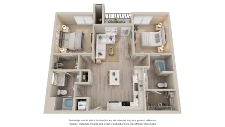 B2 Unit Type, a stylized floor plan with 2 bedroom and 2 bathroom