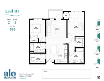 D1 Floor Plan at Alo Apartments in Buffalo, MN