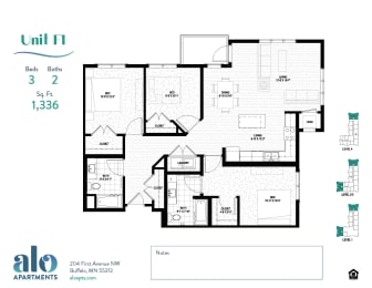 F1 Floor Plan at Alo Apartments in Buffalo, MN