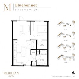 the floor plan of bluebonnet apartments