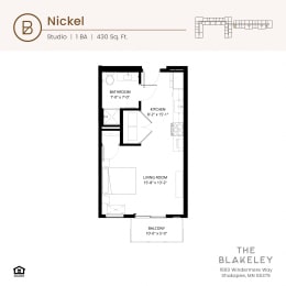 a floor plan of a bedroom unit with a bathroom and a balcony
