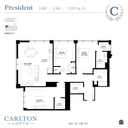 Floor Plan at Carlton Lofts in Clouqet, MN.