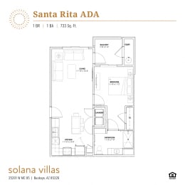the typical floor plan of a 1 bedroom apartment