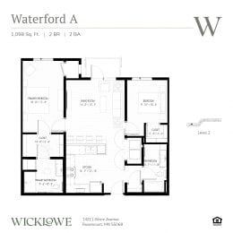 the floor plan of waterford a apartment with 2 bedrooms