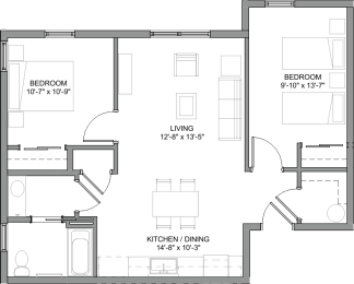 Floor Plan  Nueva Esperanza 2 Bed Floor Plan
