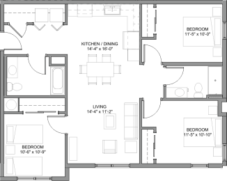 Floor Plan  Nueva Esperanza 3 Bed Floor Plan