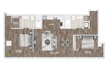 B1B Floor Plan at 1305 Dock Street, Baltimore, Maryland