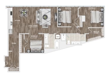 a floor plan of a 2103 sq ft apartment