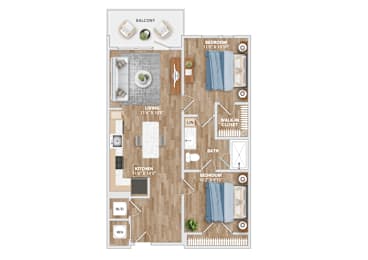 2 bed 1 bath A at Hawkins Press Apartments, Charlotte, 28203