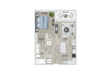 1 bed 1 bath A1 floor plan  at Metropolitan at the Riverwalk, Wilmington, 28401
