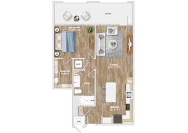 A10A Floor Plan at Hawkins Press Apartments, Charlotte, 28203