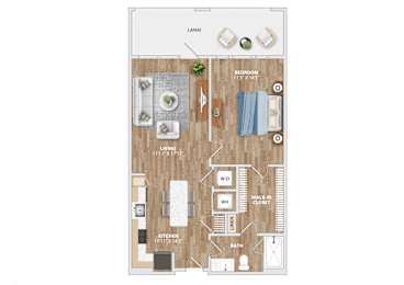 A12A Floor Plan at Hawkins Press Apartments, Charlotte
