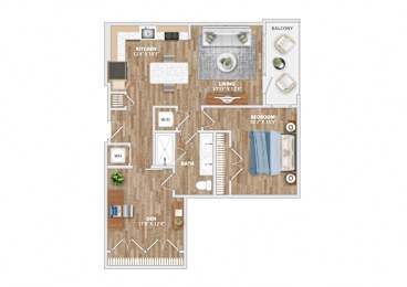A18D Floor Plan at Hawkins Press Apartments, Charlotte, NC