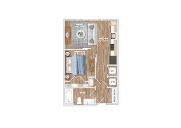 A20A Floor Plan at Hawkins Press Apartments, North Carolina, 28203