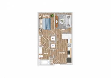 A2A Floor Plan at Hawkins Press Apartments, Charlotte, 28203