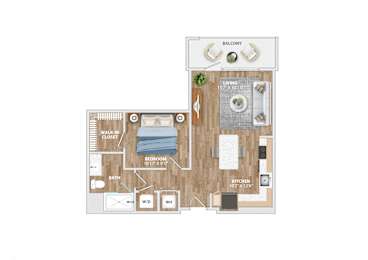 A5A Floor Plan at Hawkins Press Apartments, Charlotte, North Carolina