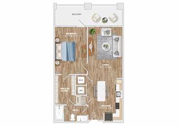 A6A Floor Plan at Hawkins Press Apartments, North Carolina