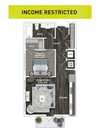 A floor plan of an income restricted apartment.