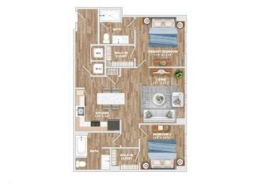 B3B Floor Plan at Hawkins Press Apartments, North Carolina