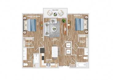 B5B Floor Plan at Hawkins Press Apartments, Charlotte, North Carolina