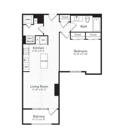 a floor plan of a bedroom apartment at The Boro, Tysons, VA 22102