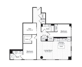 bedroom floor plan | the madison at ballston station at The Boro, Tysons, 22102