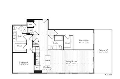 bedroom floor plan | luxury apartments in towson md | the southerly at The Boro, Tysons, VA 22102