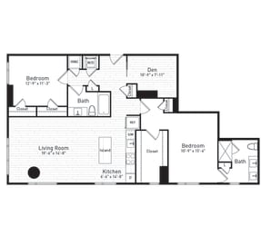 bedroom floor plan | the madison at ballston station at The Boro, Tysons, VA
