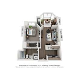 Braddock 1 BR Floor Plan at Lincoln Old Town, Alexandria, 22314